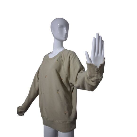 Aerie Floral Embroidered Women's size Medium Oversized Academia Prep Sweatshirt - Picture 2 of 9